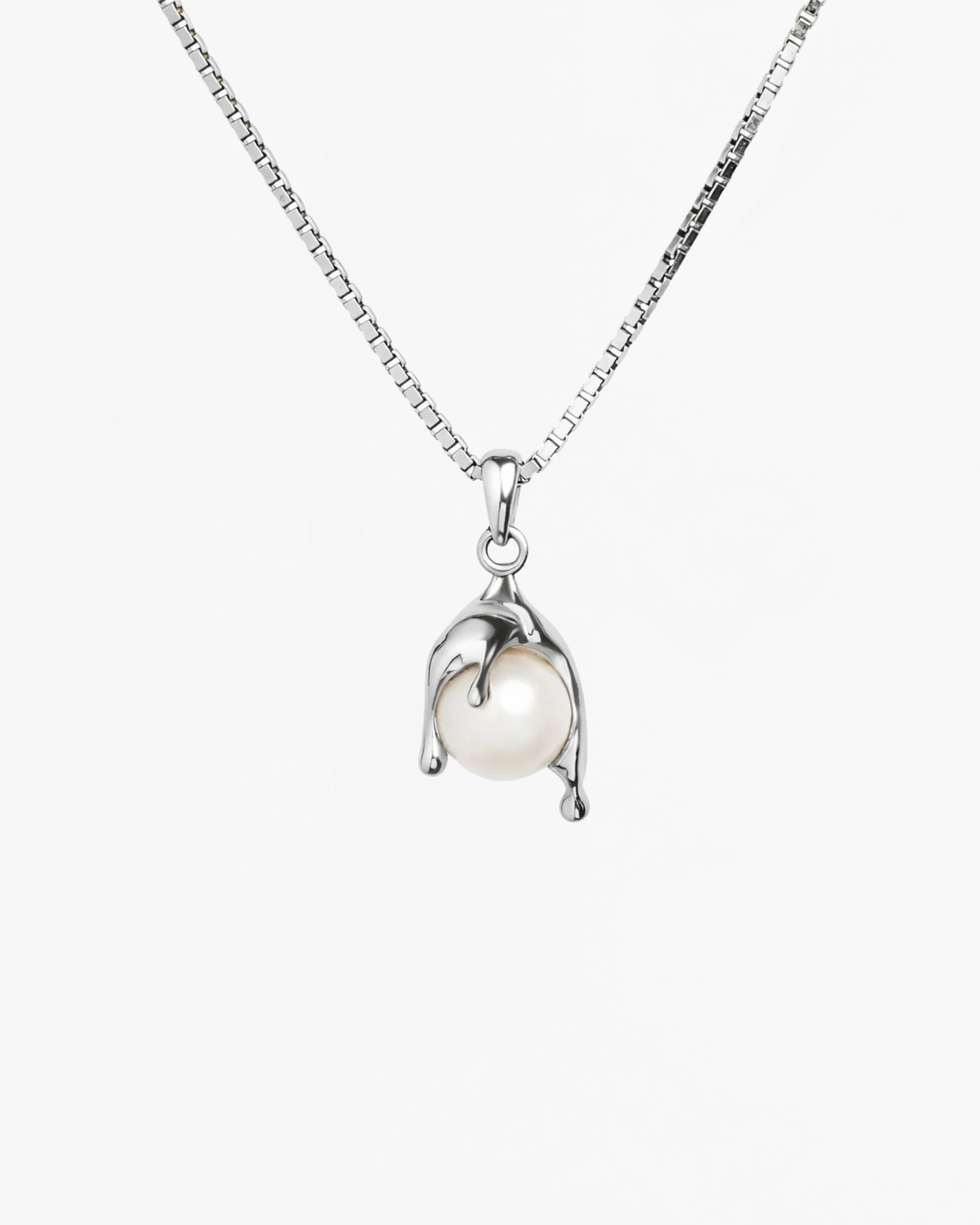 Nano Pearl melt necklace rhodium vermeil
