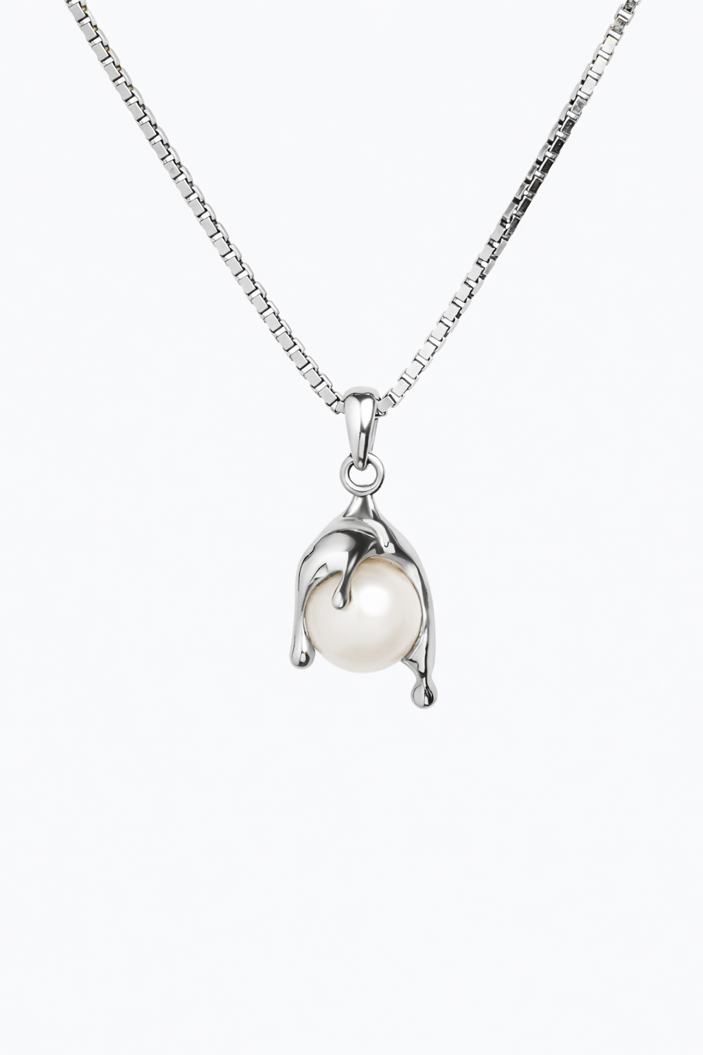 Nano Pearl Melt Necklace - Rhodium Vermeil