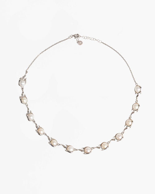 Pearl choker necklace rhodium vermeil