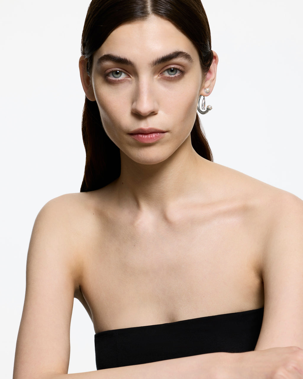 Pearl Fantasy Clear Drip Earring - Rhodium Vermeil