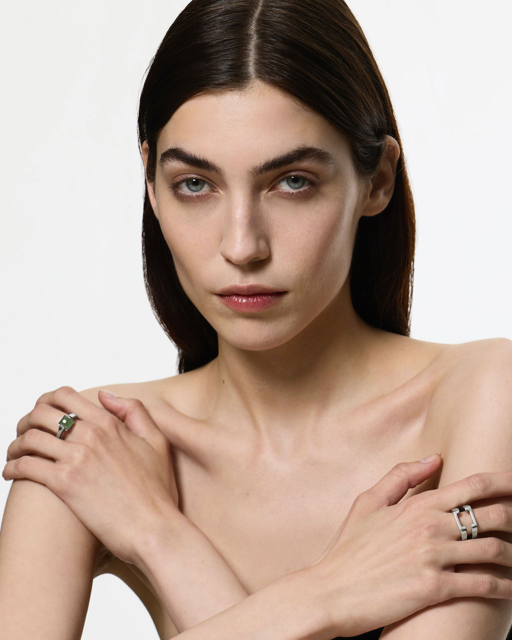 Puzzle Ring Green Amethyst – Rhodium Vermeil