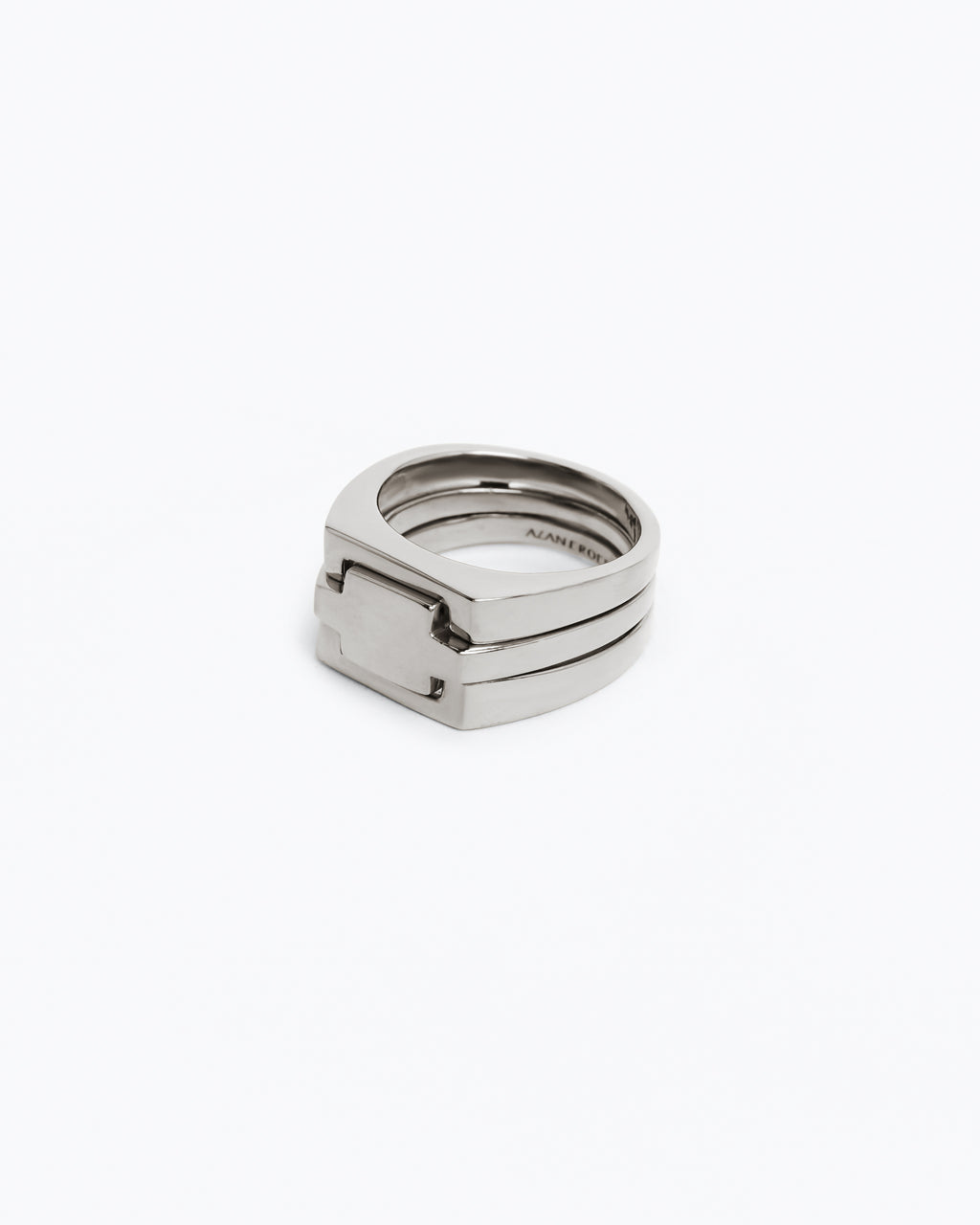 Stackable modular puzzle ring silver
