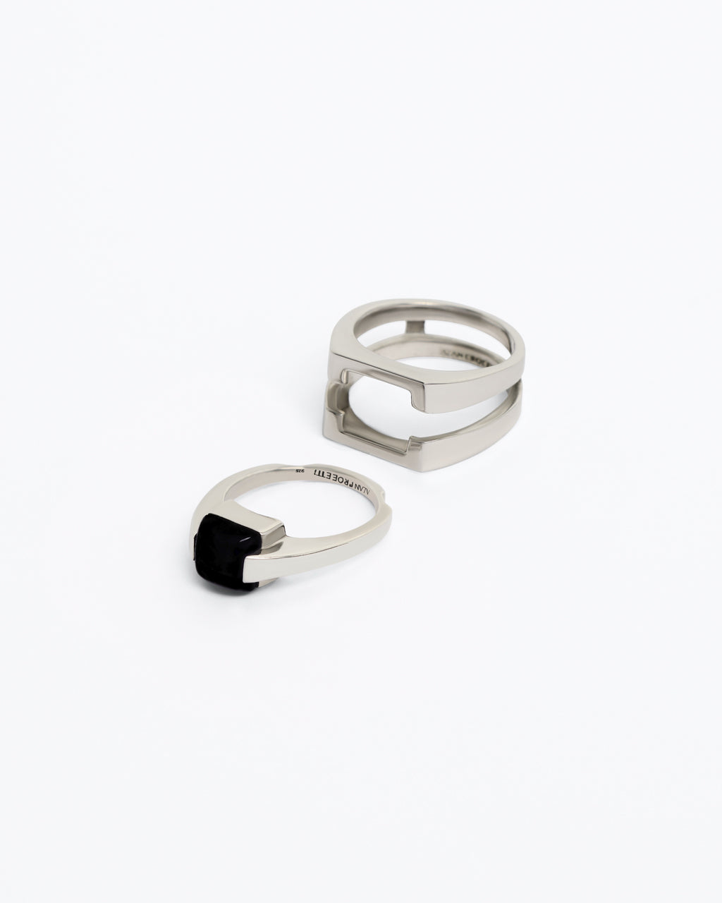 Puzzle Ring Black Onyx – Rhodium Vermeil