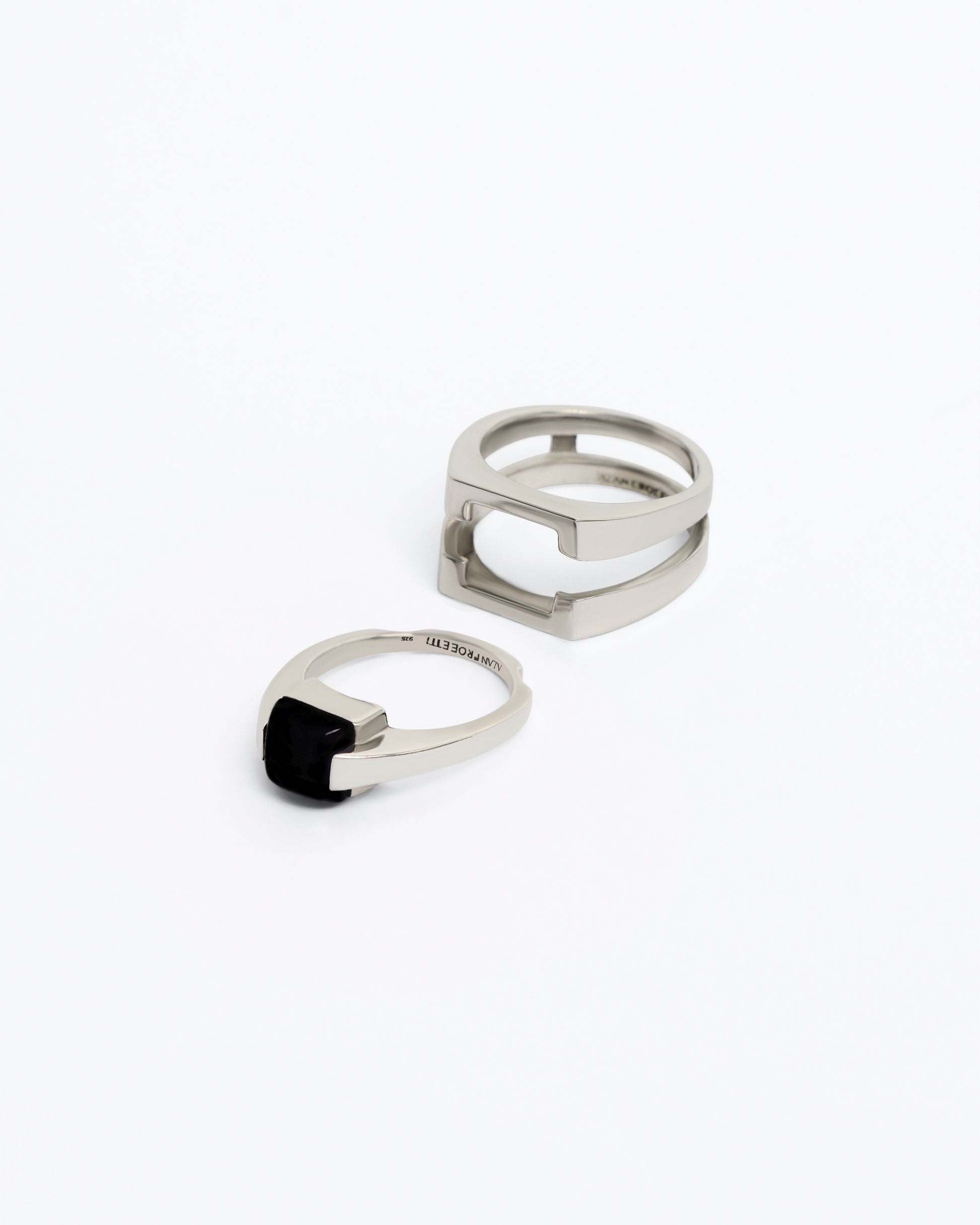 Puzzle Ring Black Onyx – Rhodium Vermeil