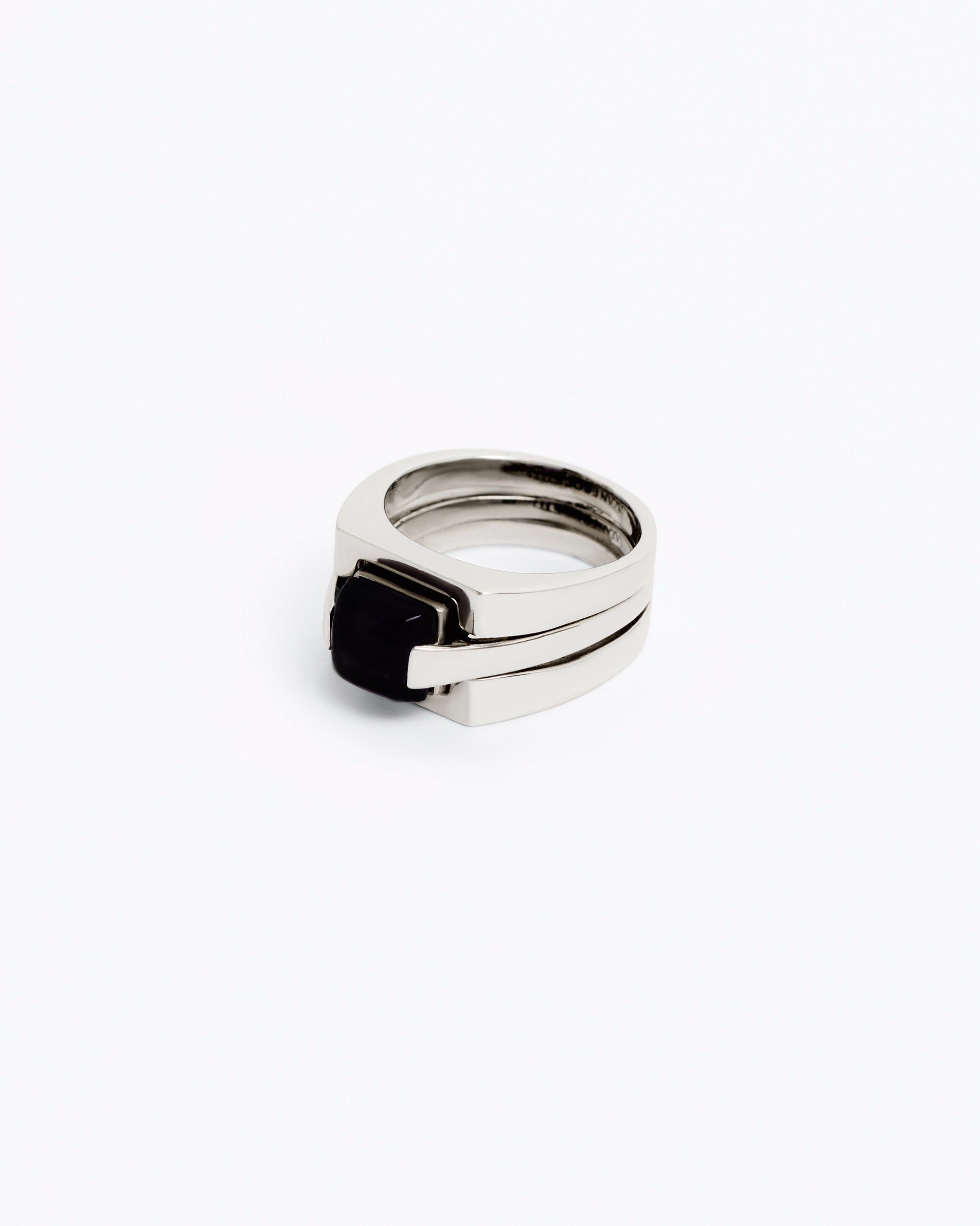 Puzzle Ring Black Onyx – Rhodium Vermeil