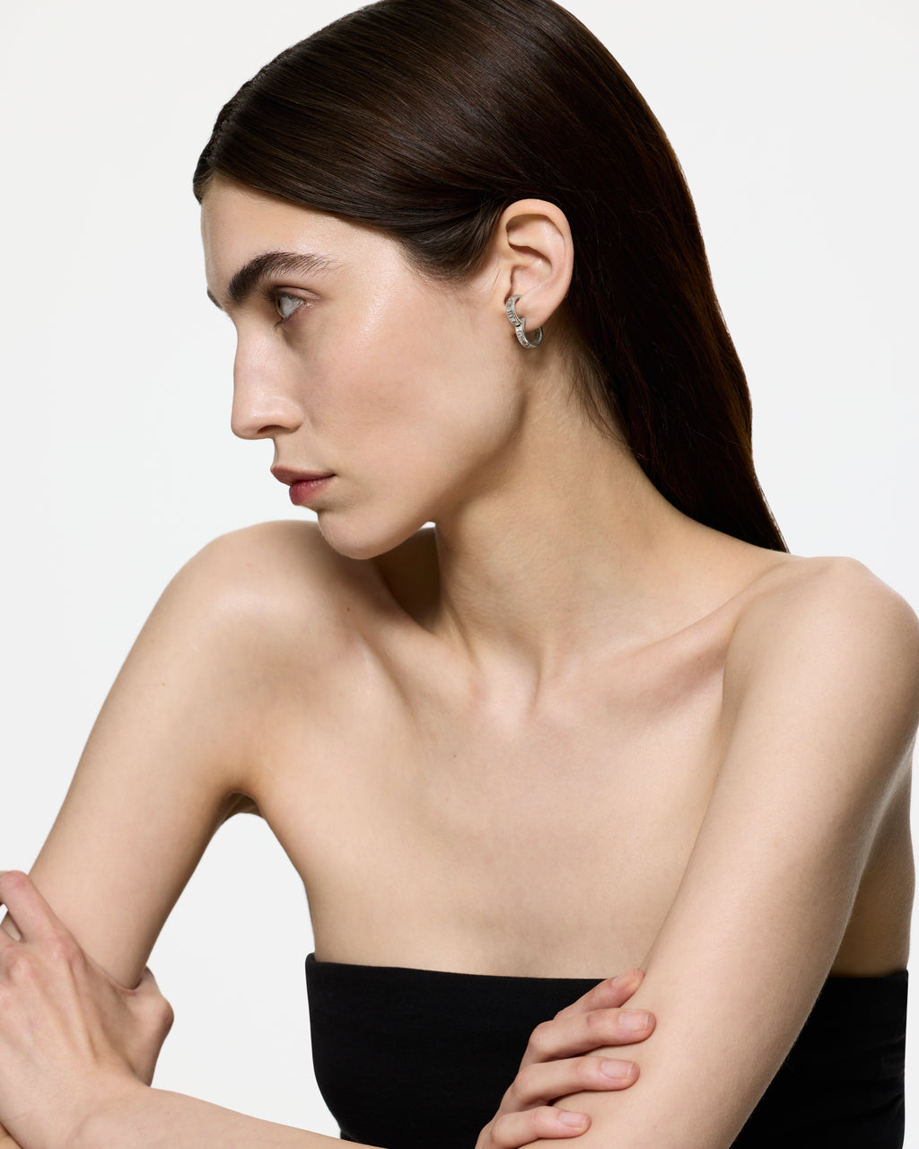 Rodeo Encrusted Earring - Single Rhodium Vermeil