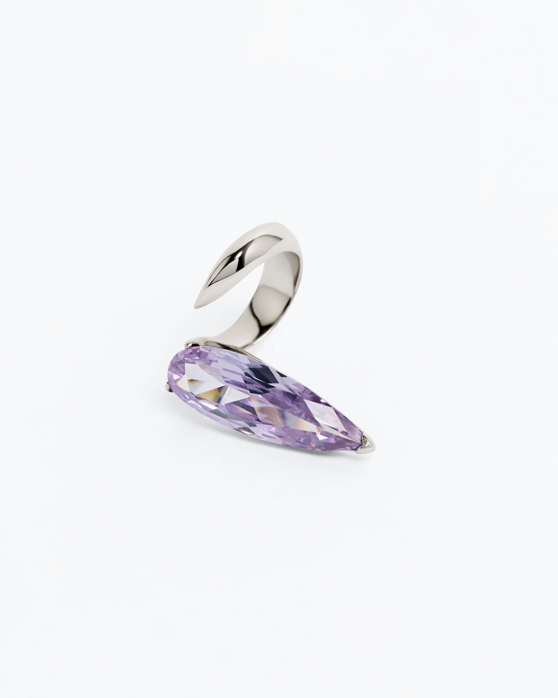 Crystal Sharp Alien Ring Lavender - Rhodium Vermeil