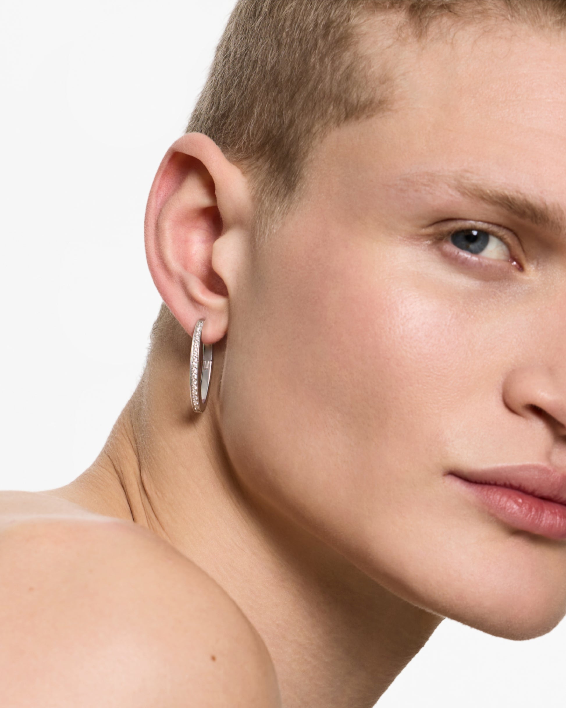 Mini Space Hoop Encrusted Earring