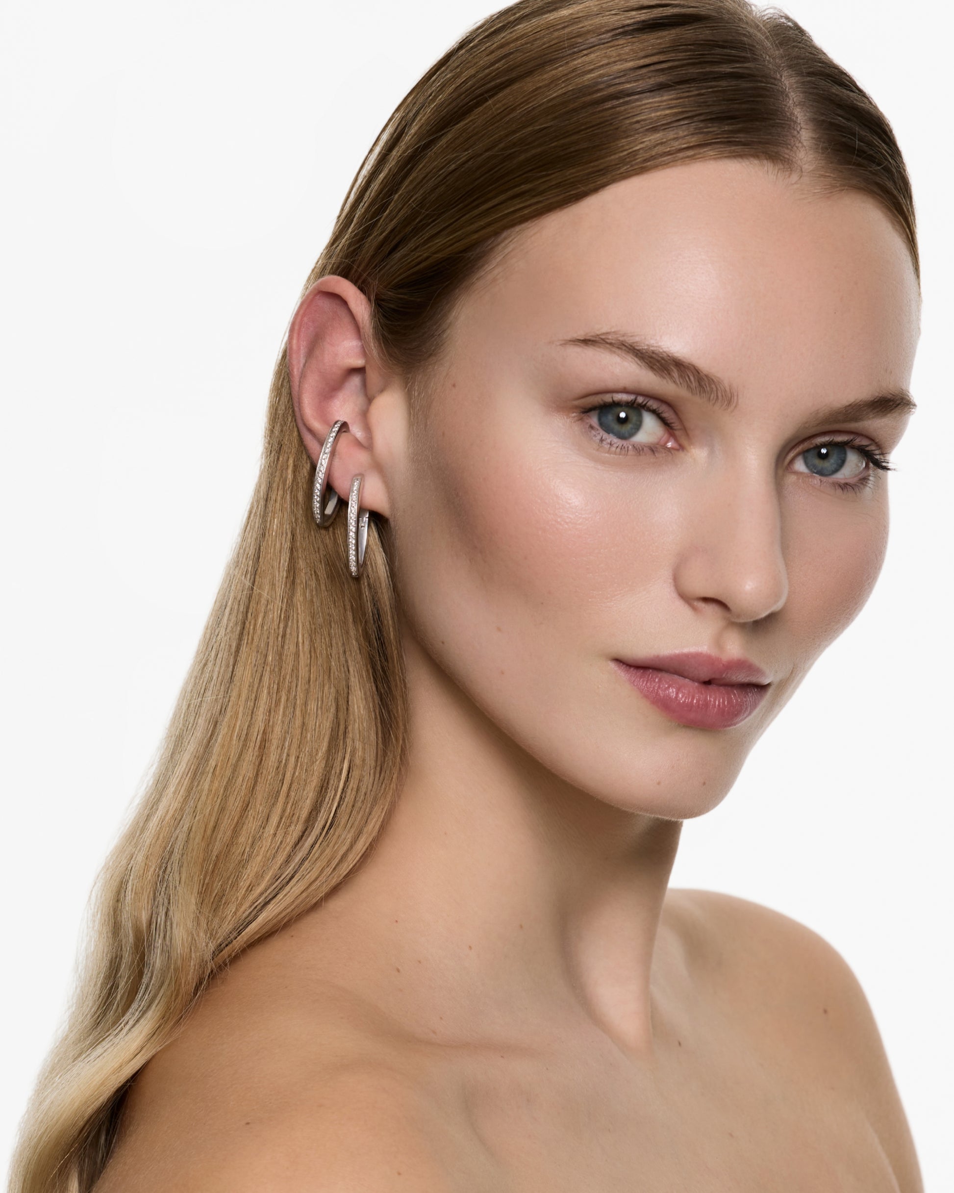 Mini Space Hoop Encrusted Earring