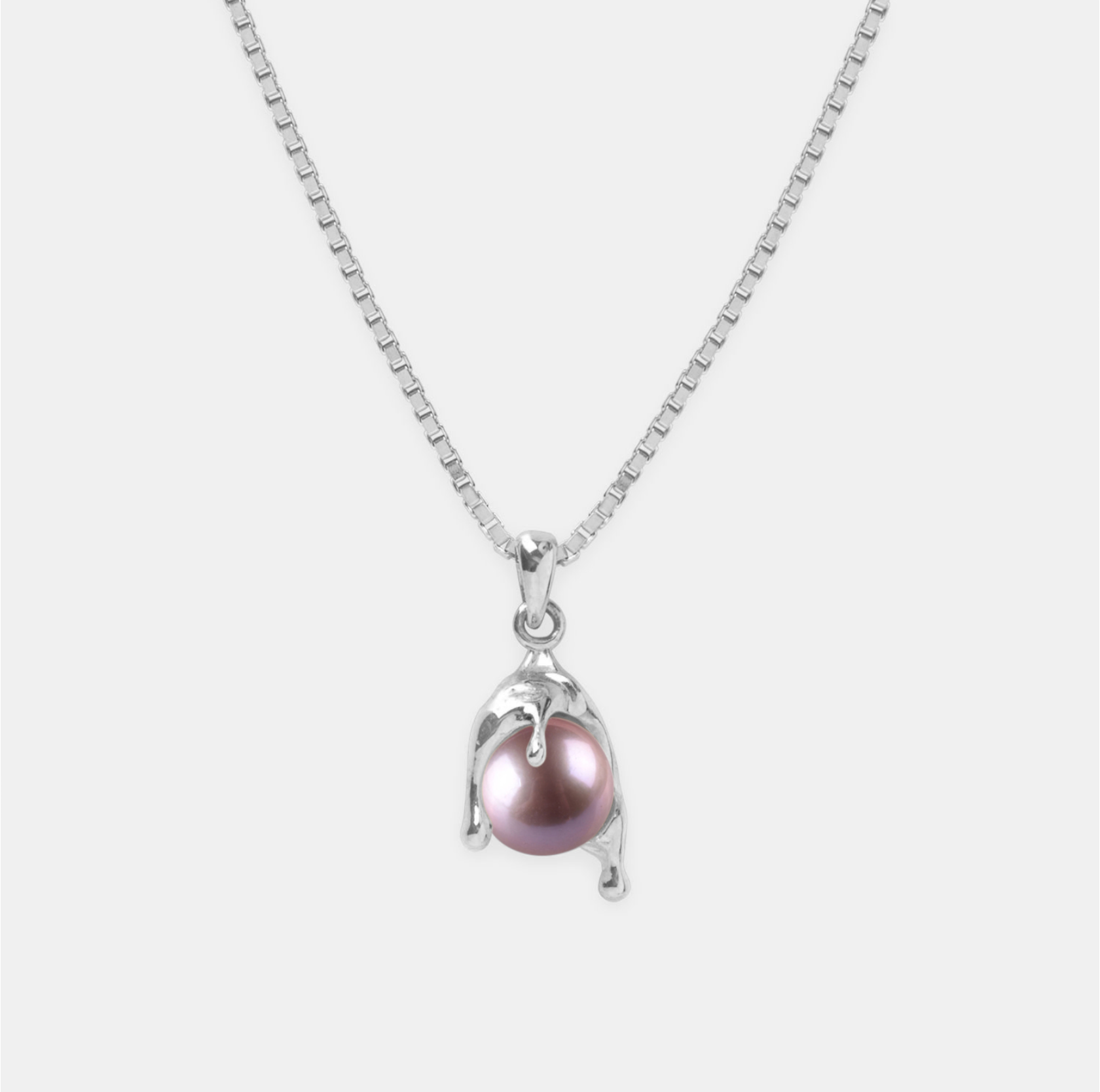 Pink Nano Pearl Melt Necklace – Rhodium Vermeil