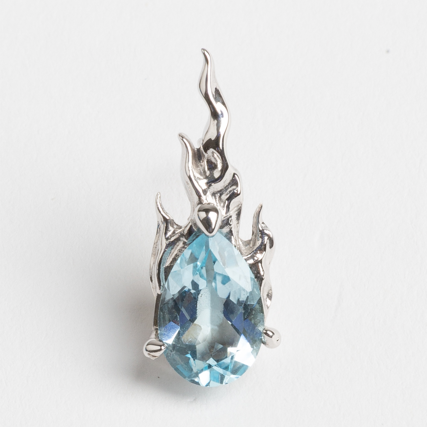Sky Topaz Mini Gem In Heat Earring – Rhodium Vermeil