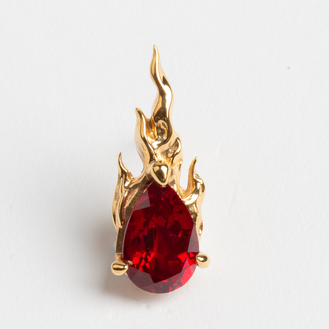 Lab Ruby Mini Gem In Heat Earring – Gold Vermeil