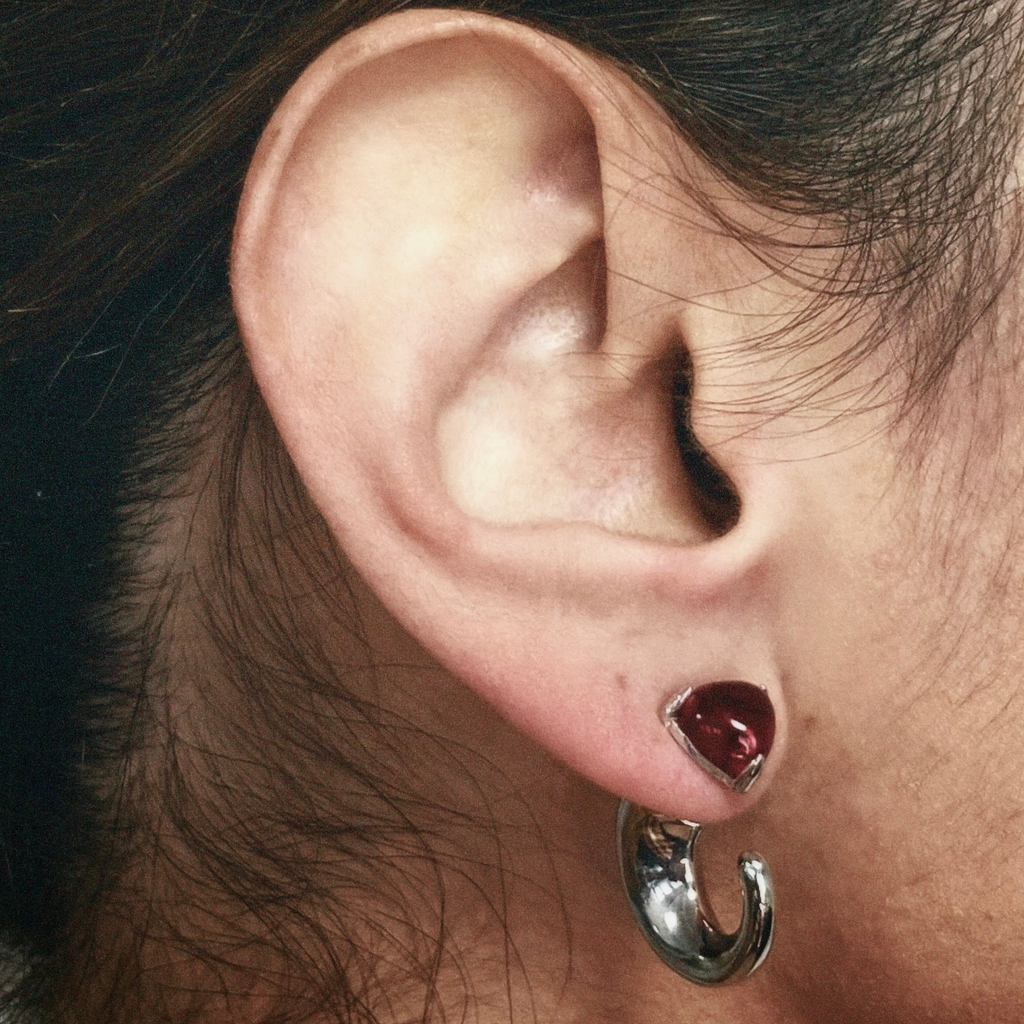 AC X AMI - Vessel Heart Earring - Rhodium Vermeil