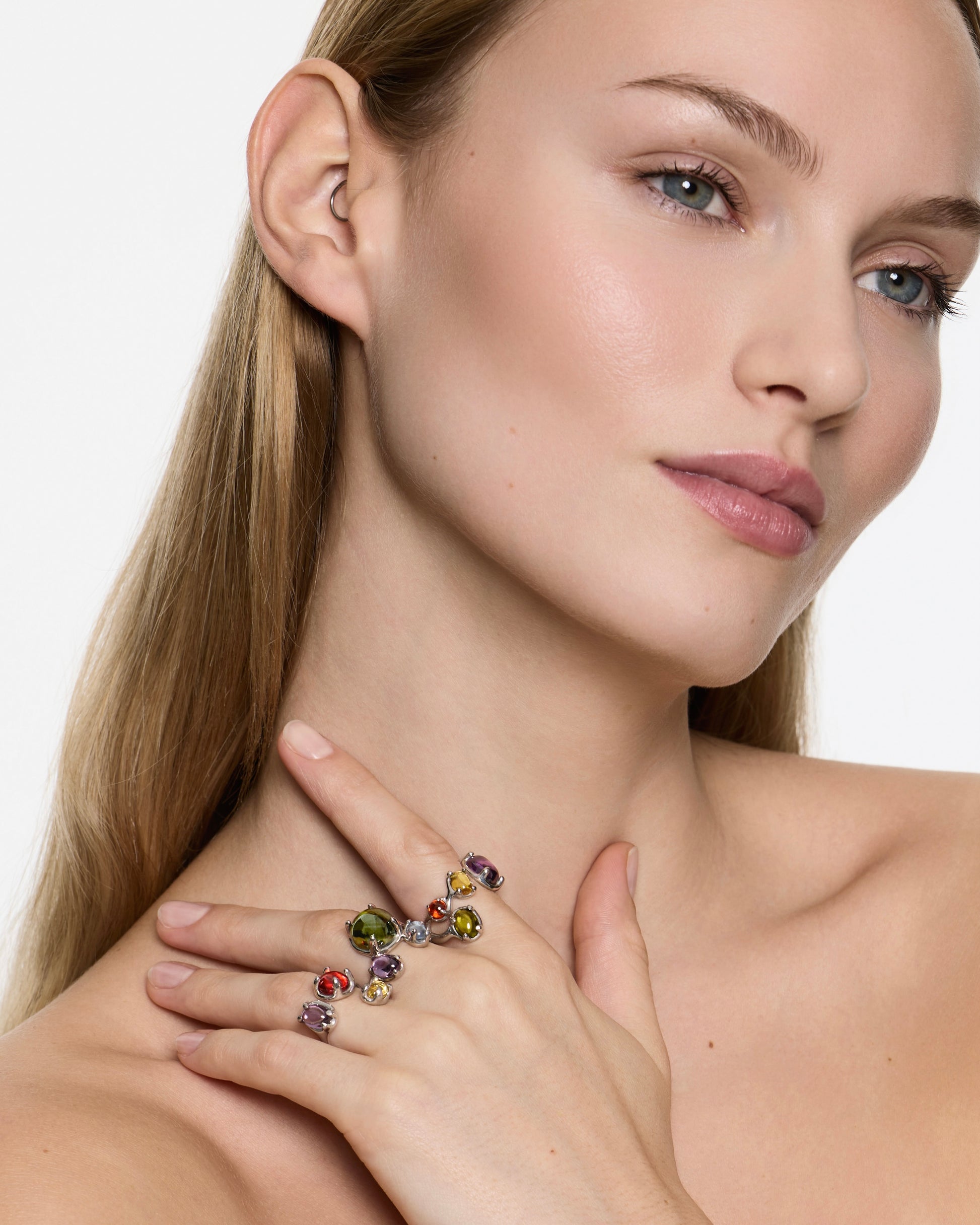 Dew Ring Tropical – Rhodium Vermeil