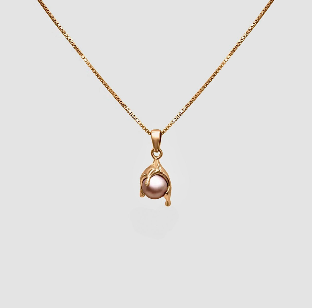 Micro Pink Pearl Melt Necklace - Gold Vermeil