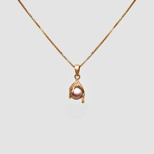 Micro Pink Pearl Melt Necklace - Gold Vermeil