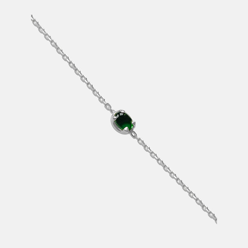 Lab Emerald Sweat Necklace - Rhodium Vermeil