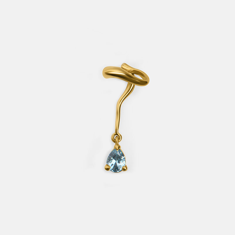 Nano Lab Aquamarine Drop Ear Cuff - Gold Vermeil
