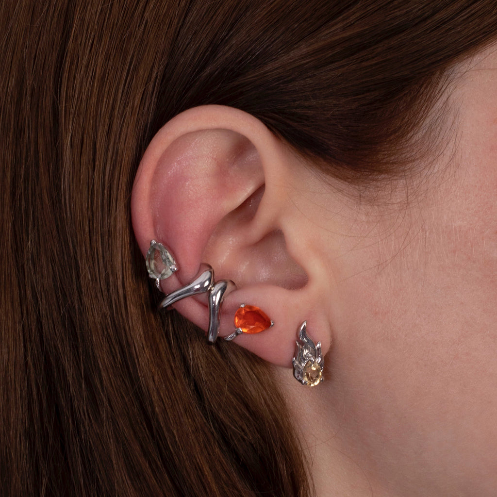 Micro Gem In Heat Yellow Citrine Earring – Rhodium Vermeil