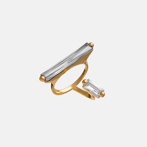 Clear Asymmetrical Crystallized Ring – Gold Vermeil