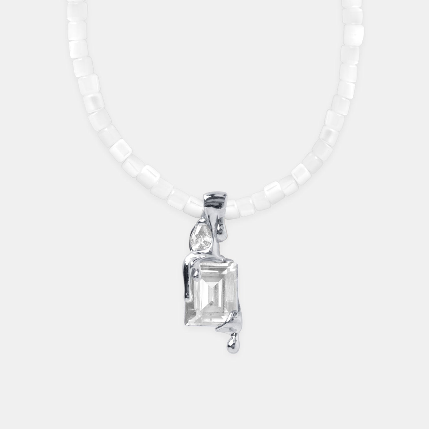 Clear Ocean Raver Melt Necklace – Rhodium Vermeil