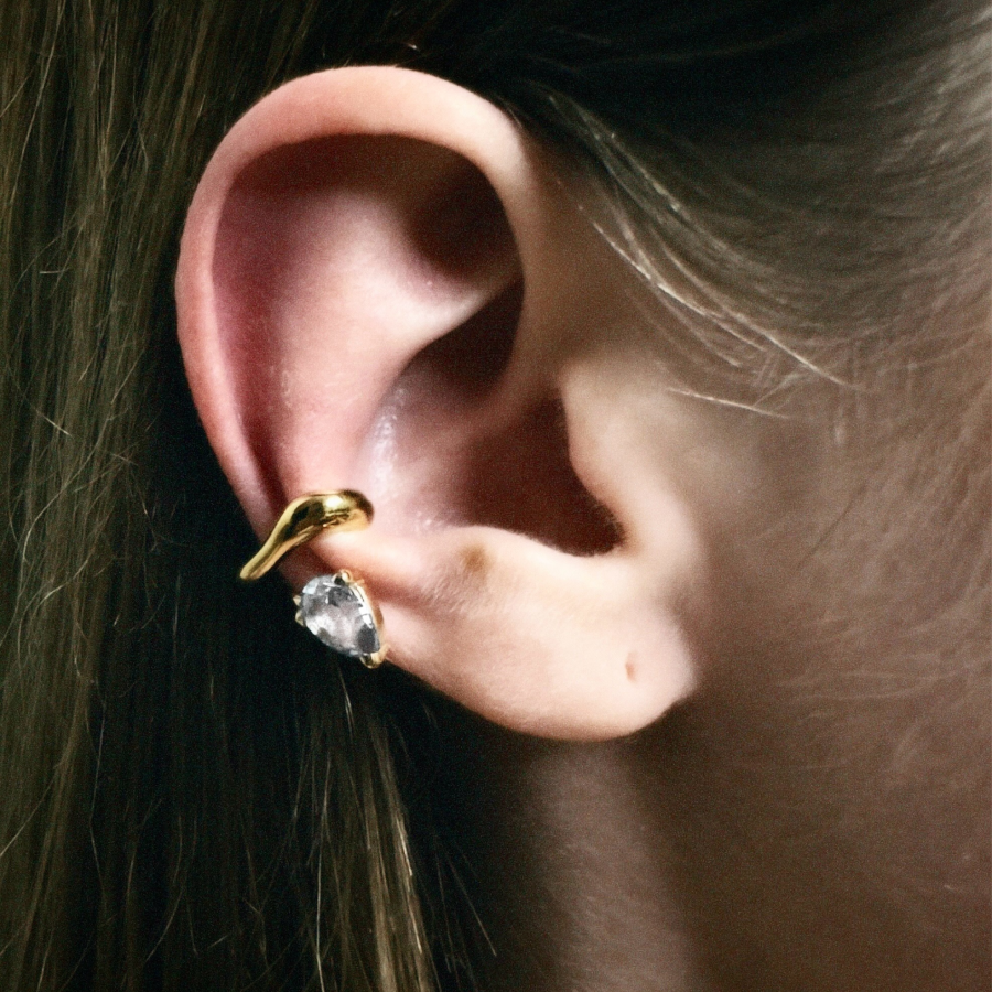 Clear Nano Alien Ear Cuff – Gold Vermeil