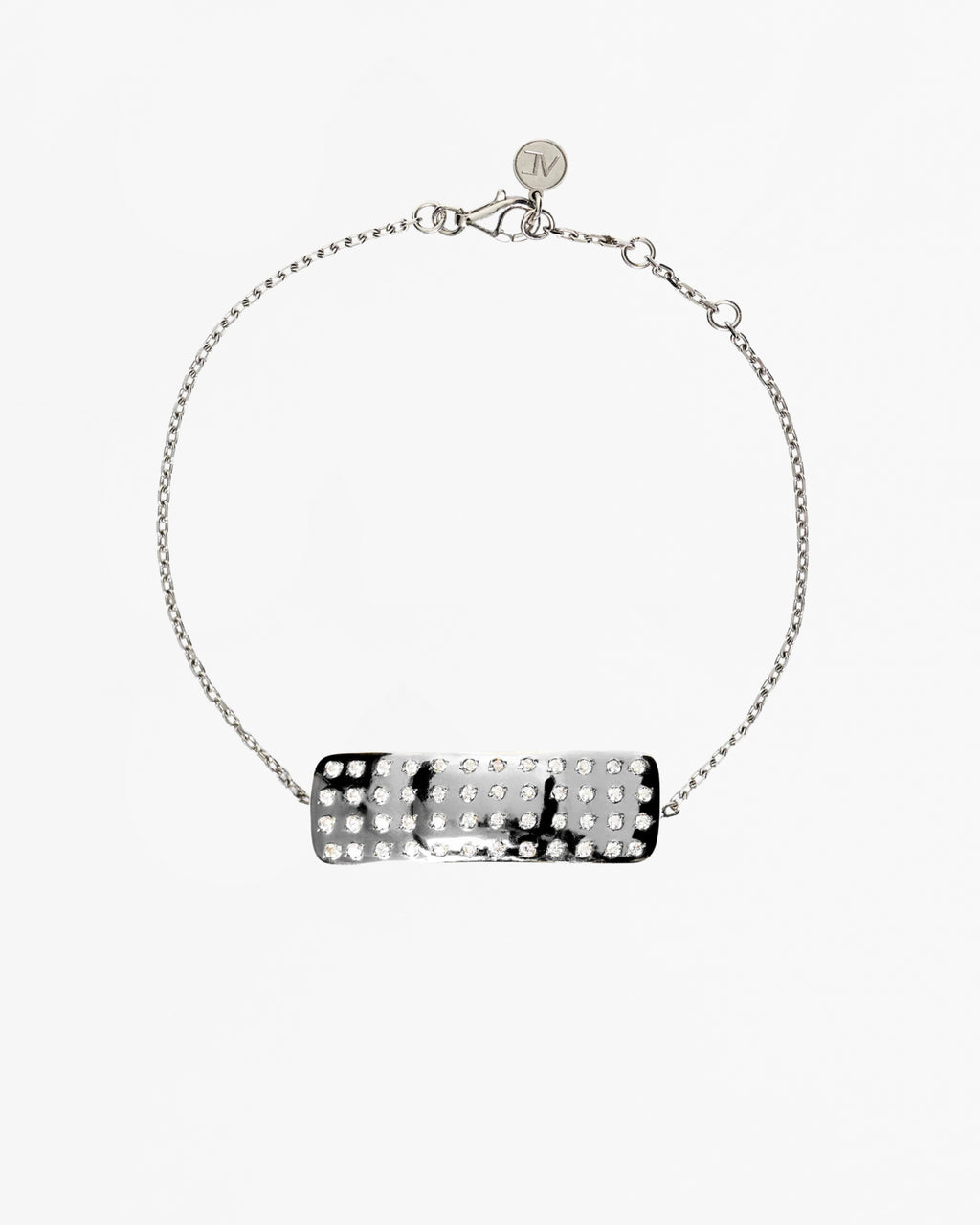 Encrusted mini plaster bracelet clear CZ rhodium vermeil sterling silver
