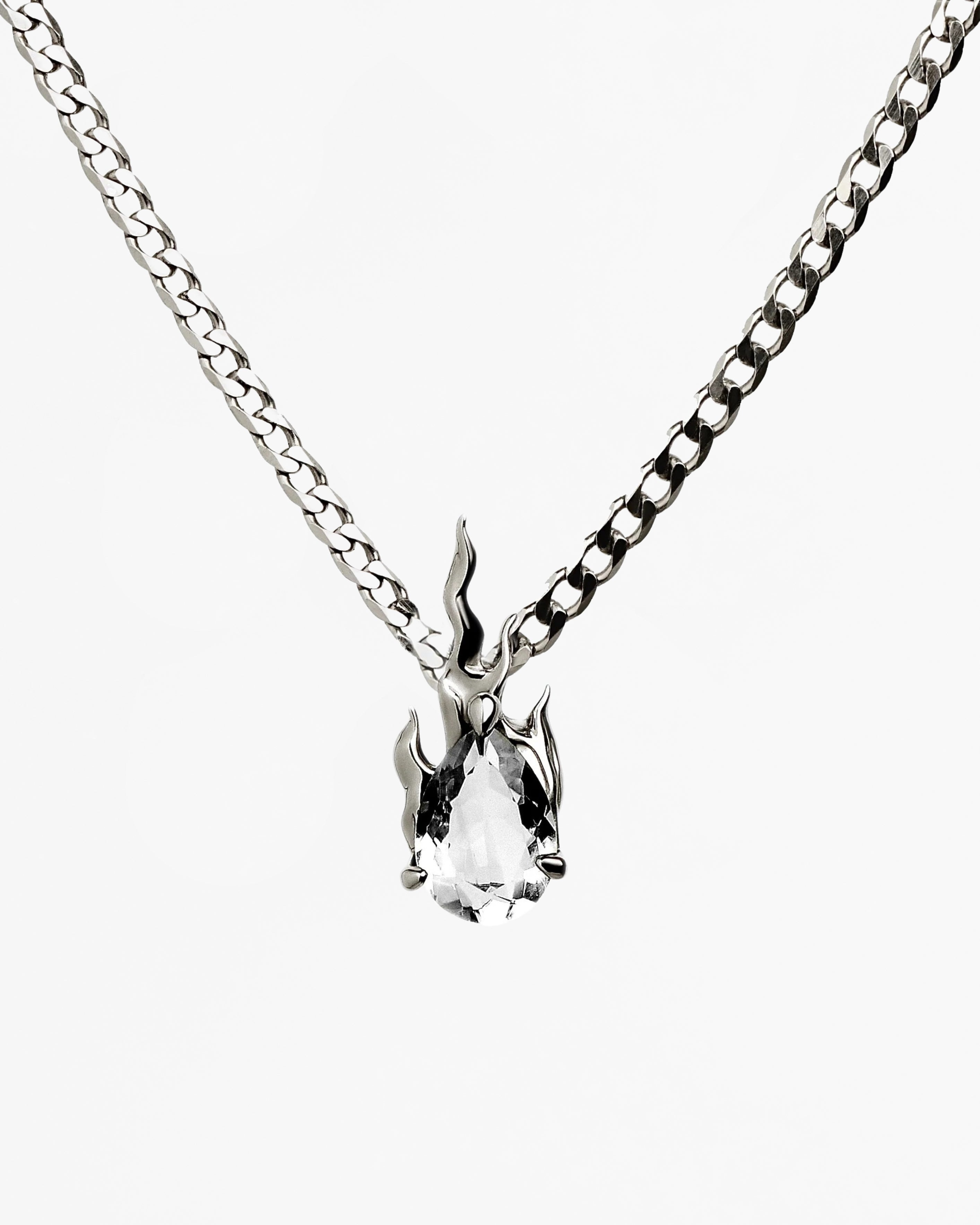 Gem in Heat – White Topaz 45 Curb Chain Necklace – ALAN CROCETTI