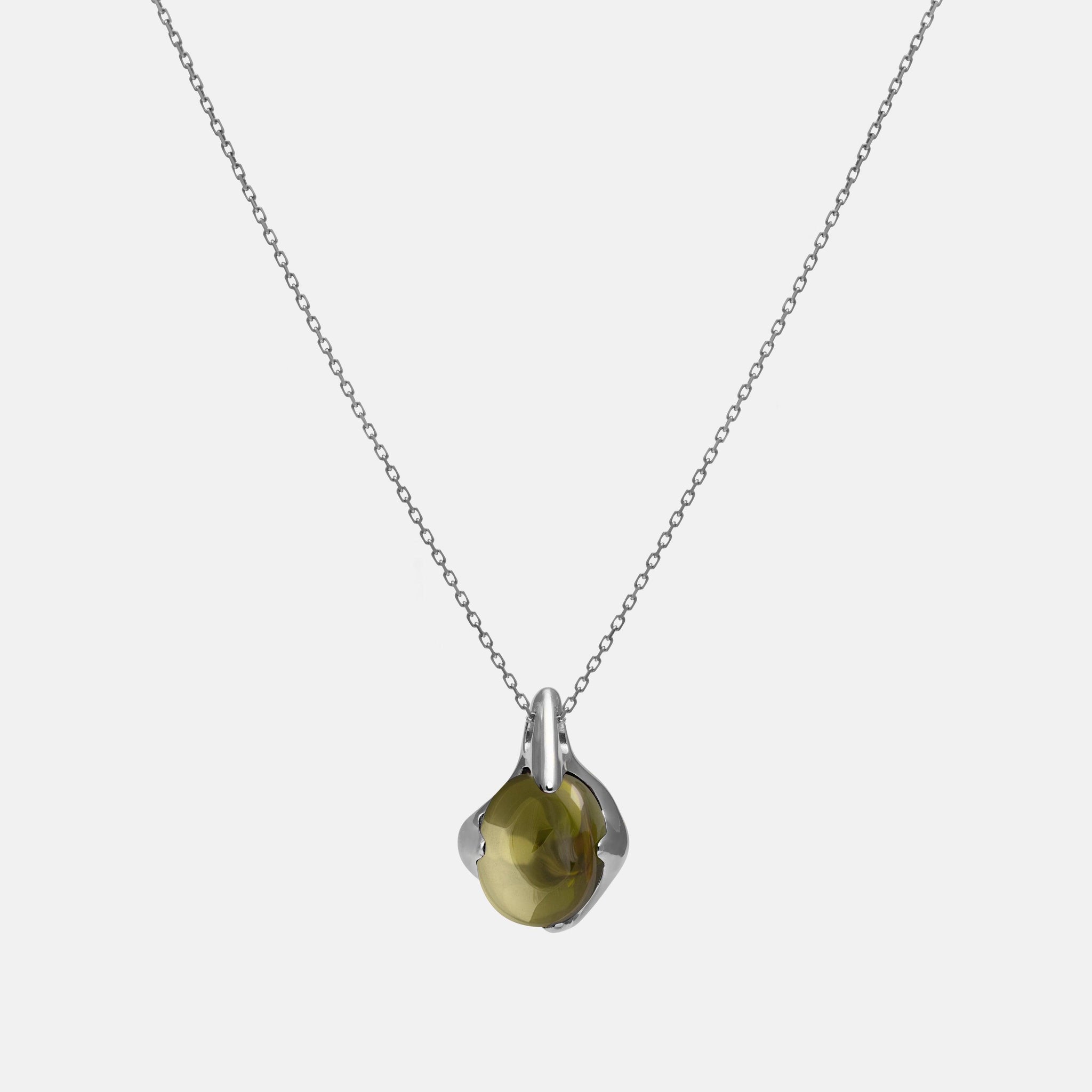 Green Mystic Necklace – Rhodium Vermeil