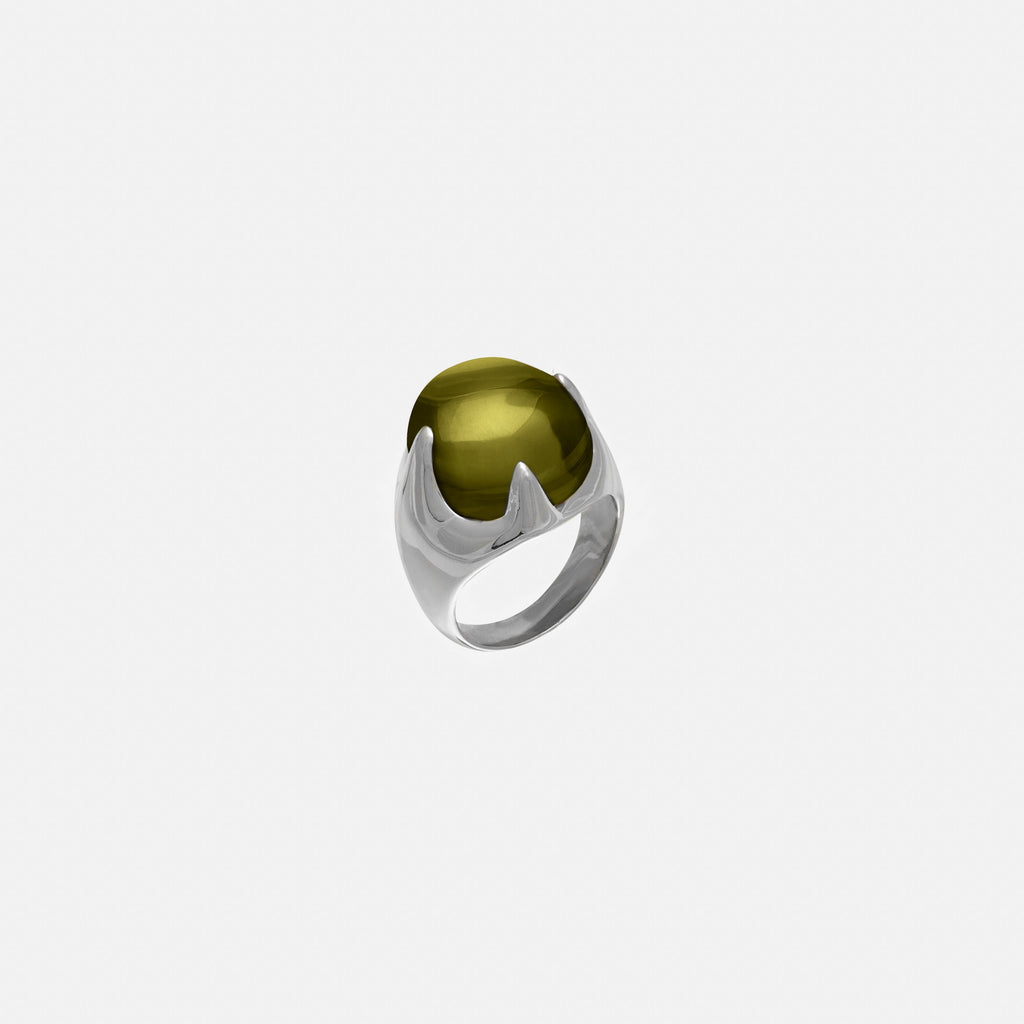 Mystic Ring Green – Rhodium Vermeil