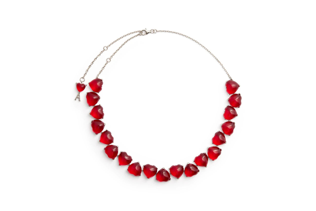 AC X AMI - Red Heart Choker - Rhodium Vermeil