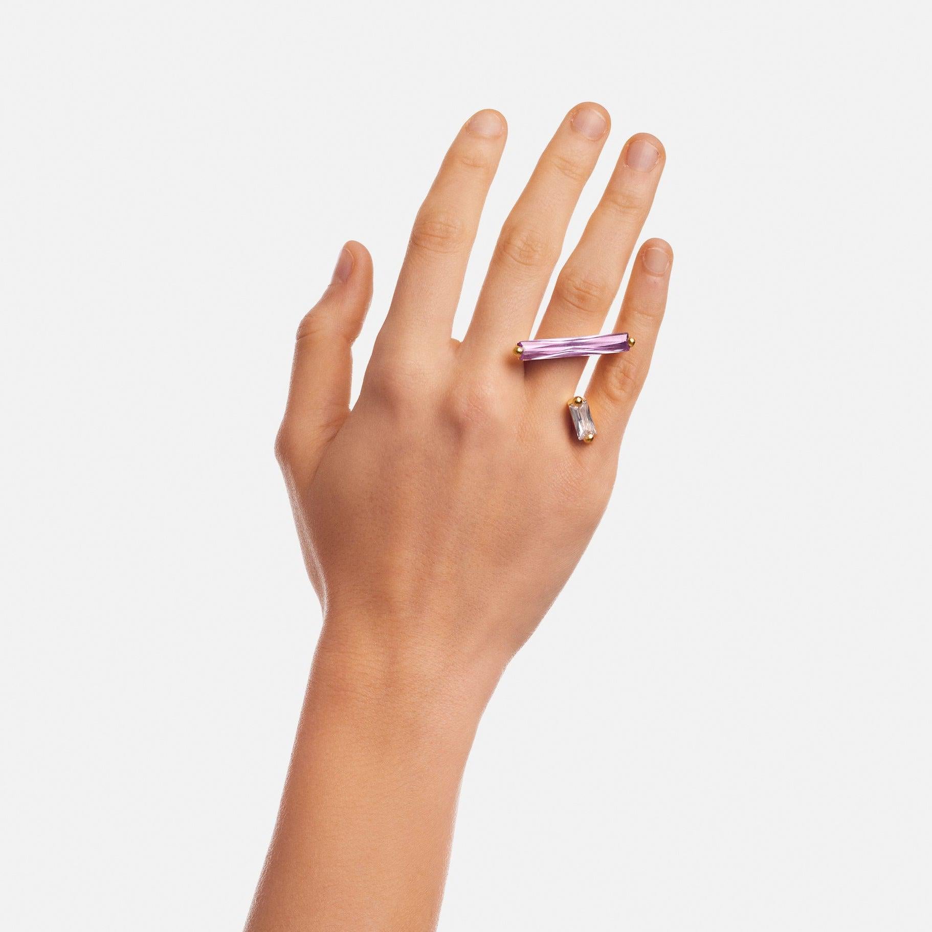 Lavender Asymmetrical Crystallized Ring – Gold Vermeil