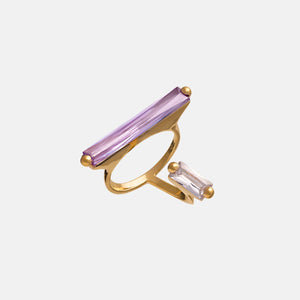 Lavender Asymmetrical Crystallized Ring – Gold Vermeil
