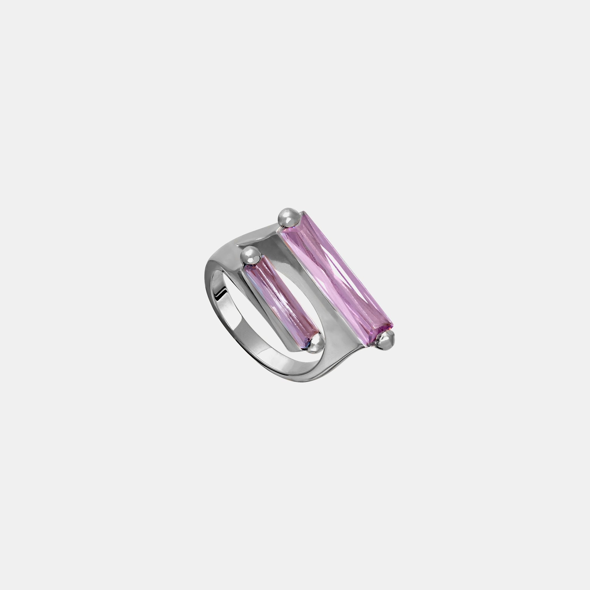 Lavender Double Crystallized Ring – Rhodium Vermeil