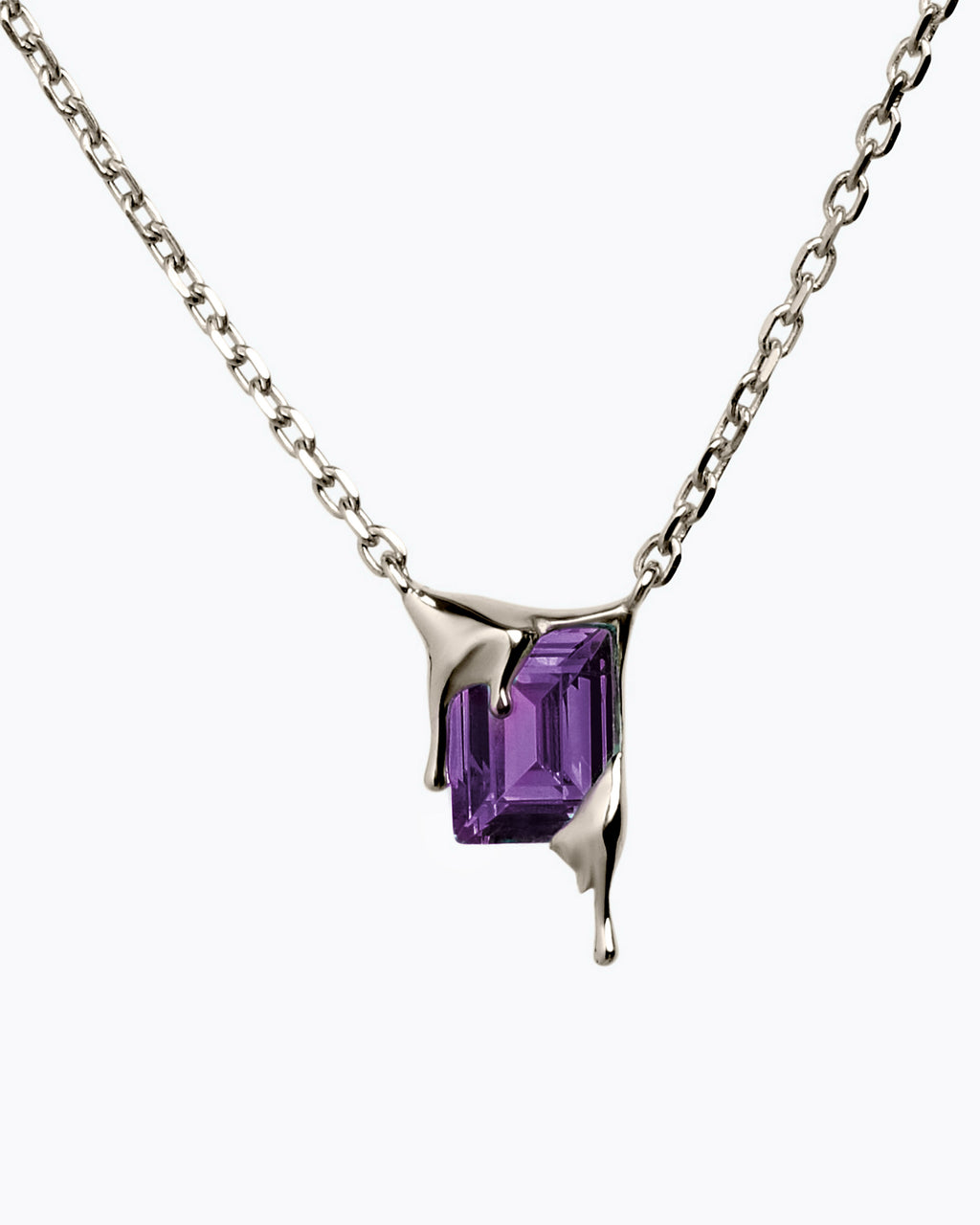MIni Melt Purple Amethyst cz Necklace – Rhodium Vermeil