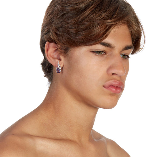Mini Gem In Heat Purple Amethyst Earring