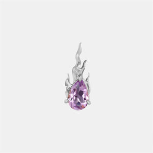 Purple Amethyst Mini Gem In Heat Earring – Rhodium Vermeil